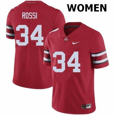 Women's Ohio State Buckeyes #34 Mitch Rossi Red Nike NCAA College Football Jersey New Release BZF8244II